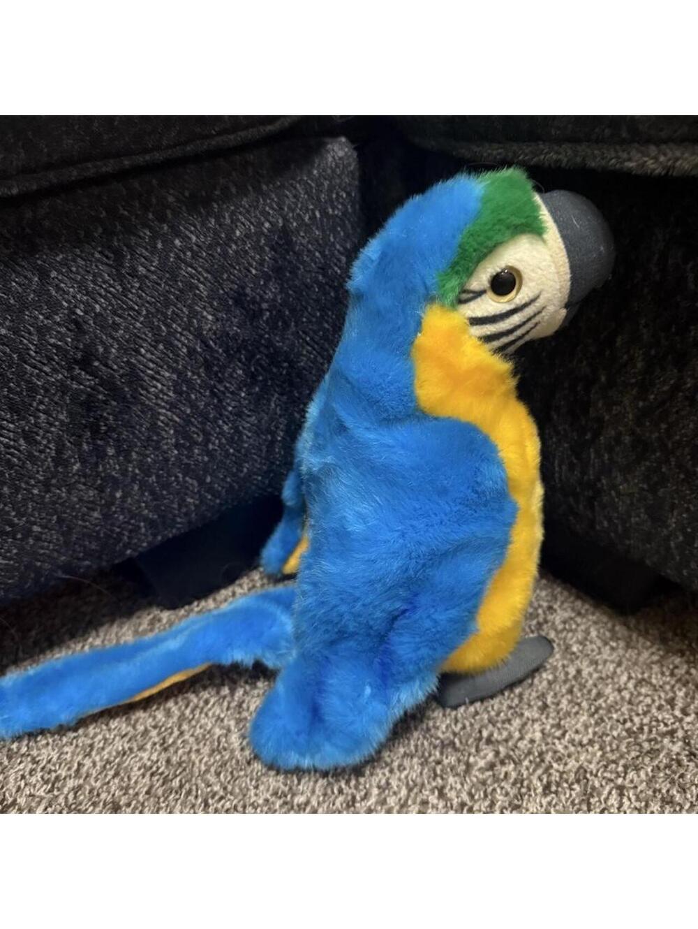 Blue and yellow living nature parrot plush toy